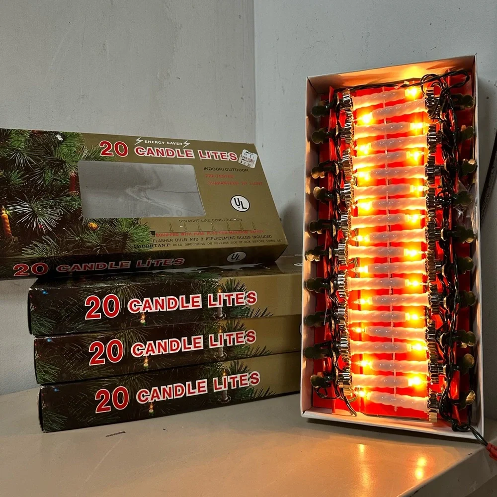 Vintage Clip On Candle Stick twist Lights 20 Count White Christmas Tree set of 4
